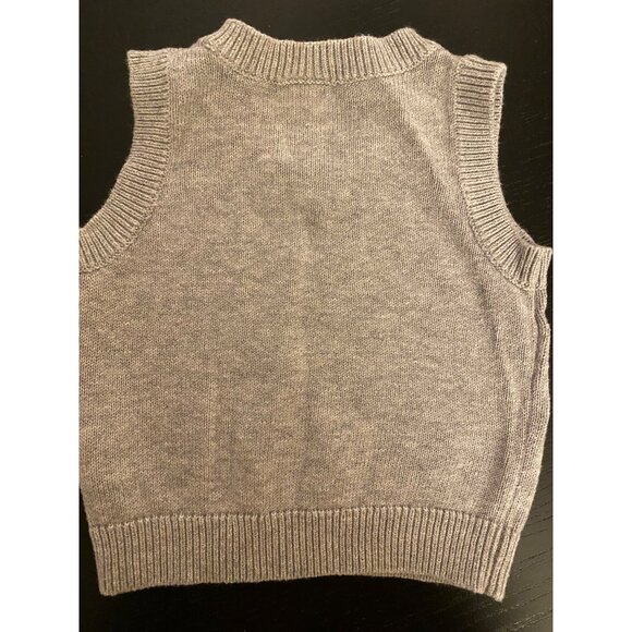 Carters Baby Infant 3mth Grey Knit Sweater Vest Boys V-Neck Church Holiday - Picture 3 of 9